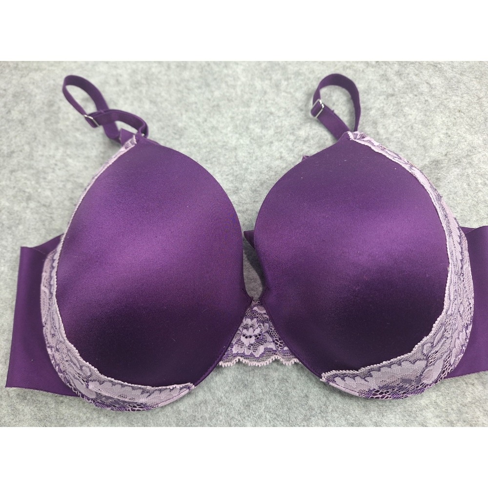 Soma Vanishing Back Lace Trim Full Coverage Bra 34D Purple - Picture 2 of 8